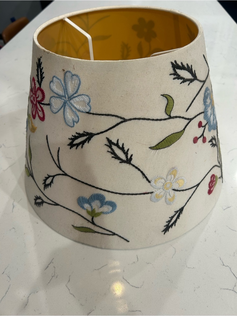 Floral Embroidered Cream Table Lamp Shade